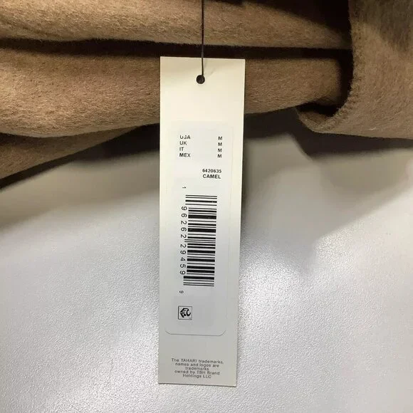 NEW TAHARI Women's Coat Ella Belted Wool Blend Size M Camel - Picture 6 of 7